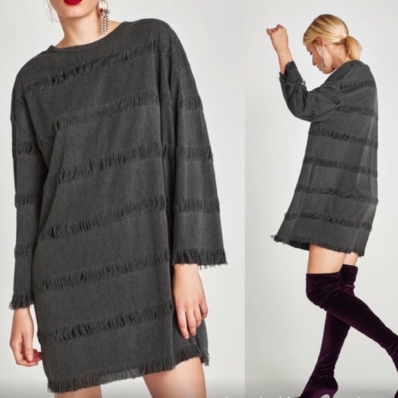 Zara Tops - Zara - Shredded Grey Dress Tunic